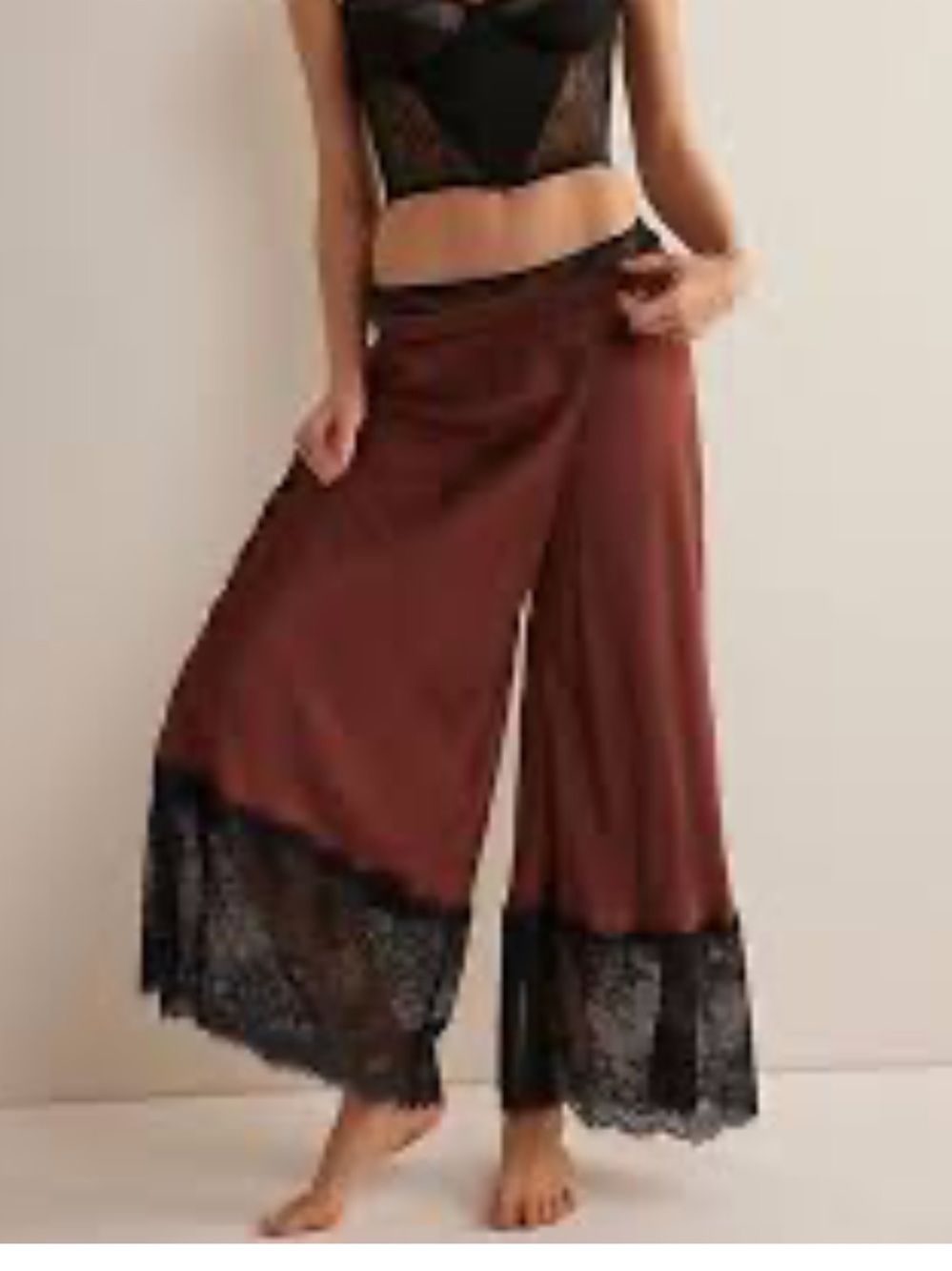 Free people intimately brown/black lace made for this wide leg pants size XS